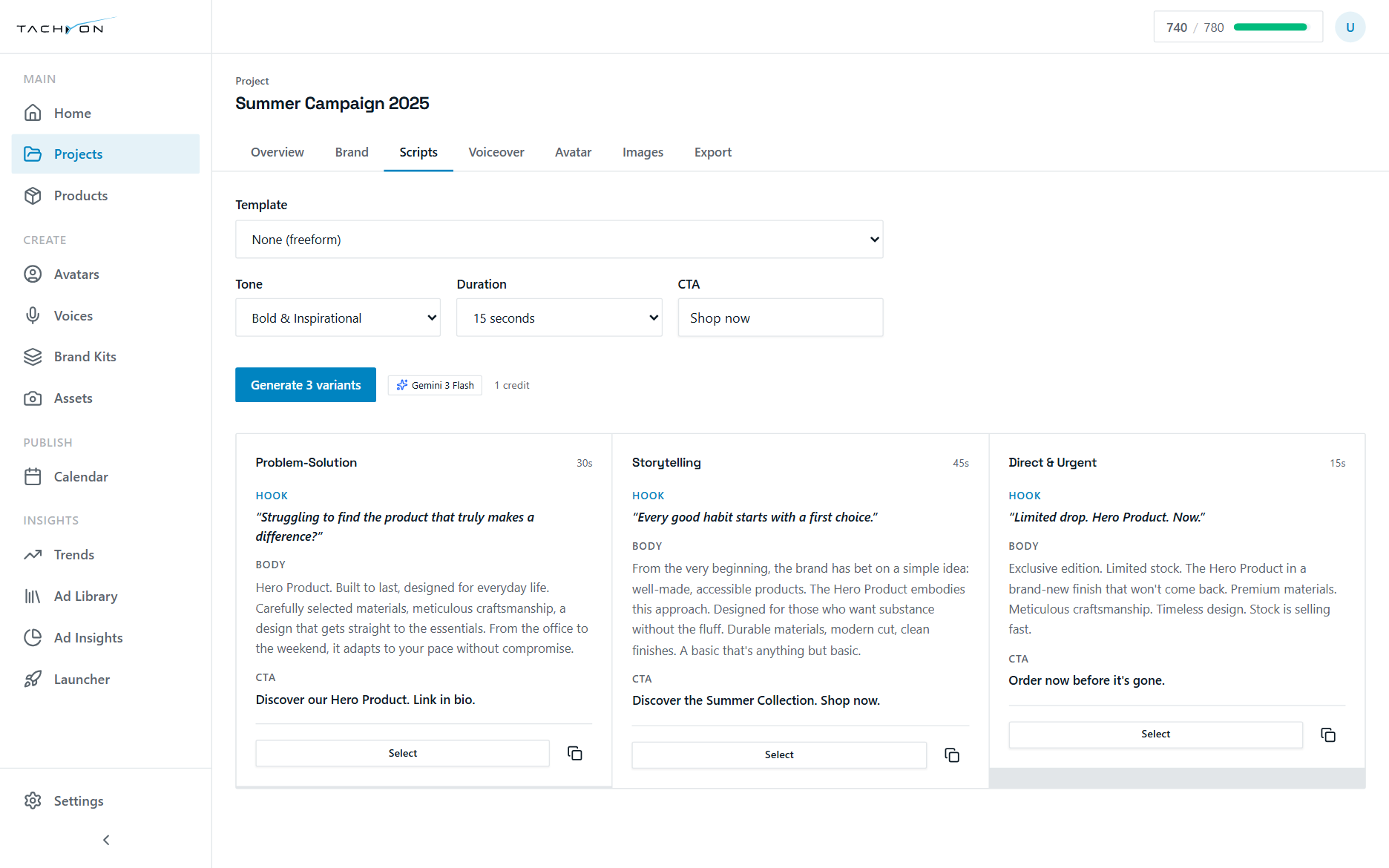 Aitachyon — generate on-brand ad scripts in seconds